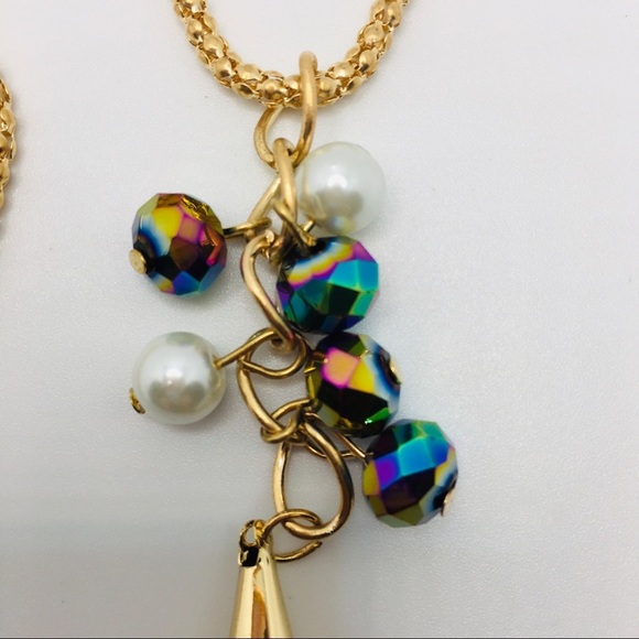 NECKLACE TASSEL & EARRINGS MULTI COLORED! Pierced! - Picture 5 of 11